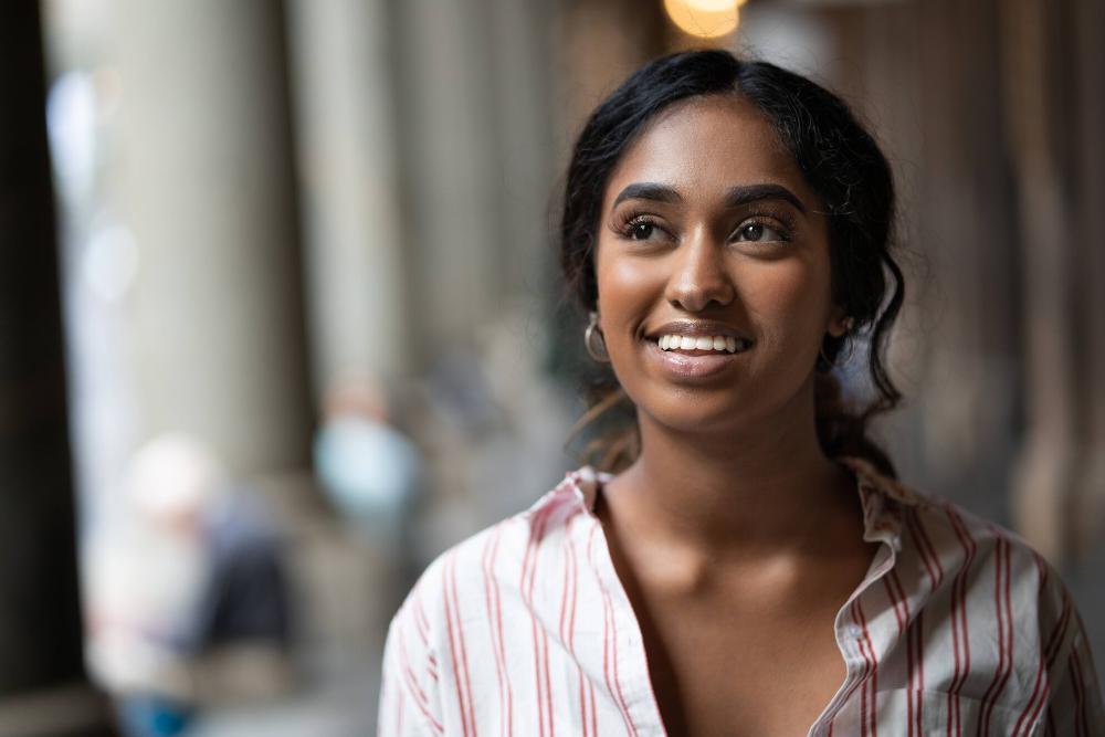woman with bright smile smiling in Arvada, CO