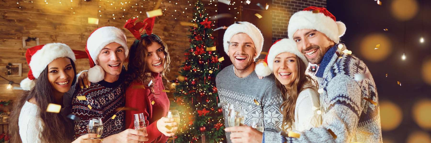 Arvada dentist | group of friends around the Christmas tree