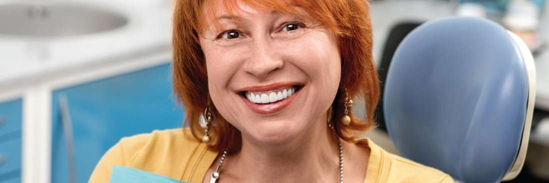 Patient at her Arvada dentist after getting a regular checkup